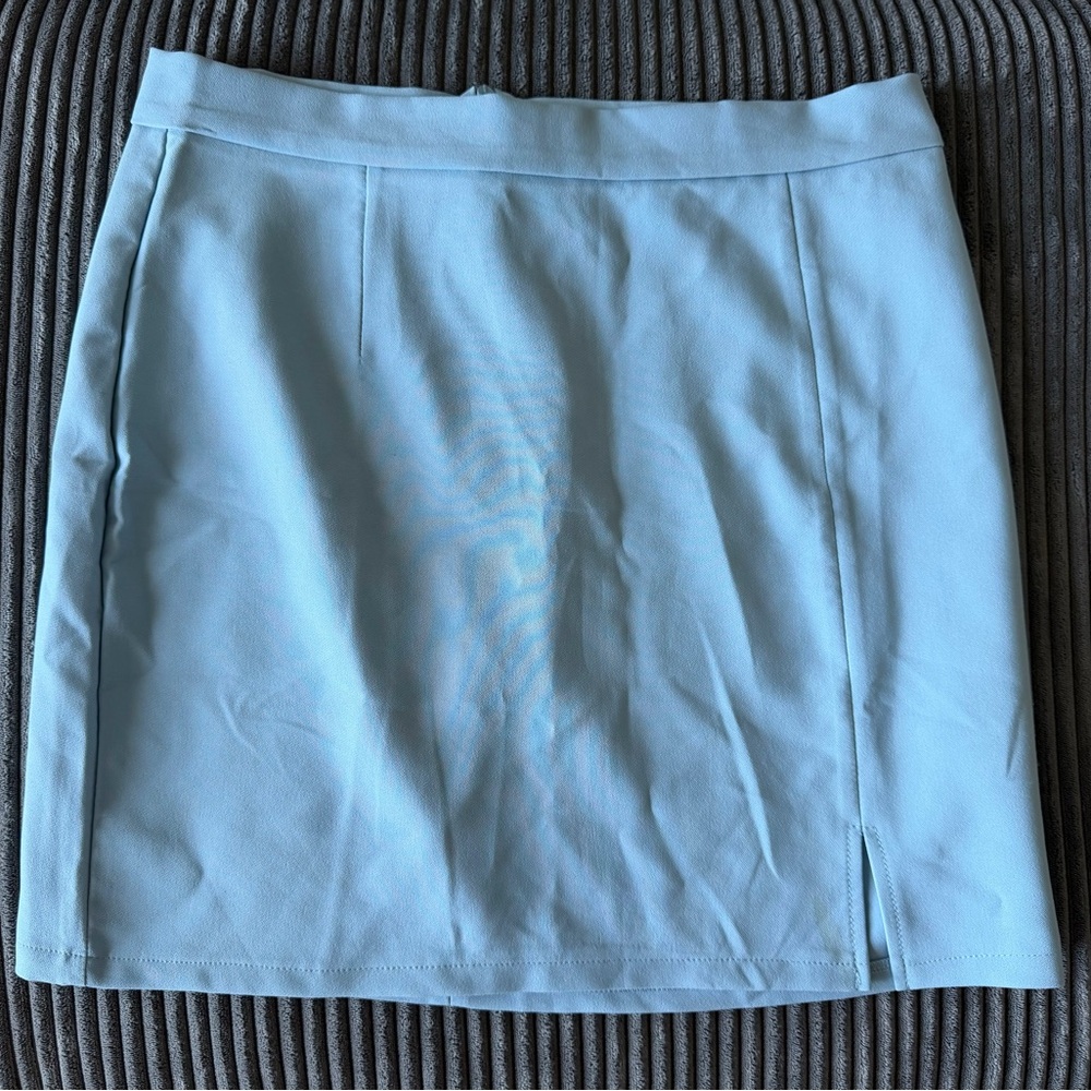 love J Pale Blue Mini Skirt with Front Slit